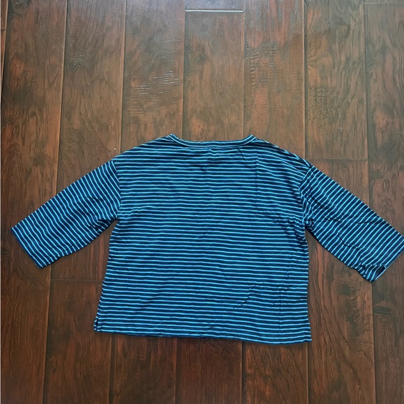 J. Crew Women's 3/4 Sleeve Avec Amour Striped T Shirt - Navy Blue - Size S - Picture 3 of 3